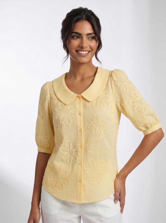 ELEGANT BLUSE MED BLOMSTERPRINT