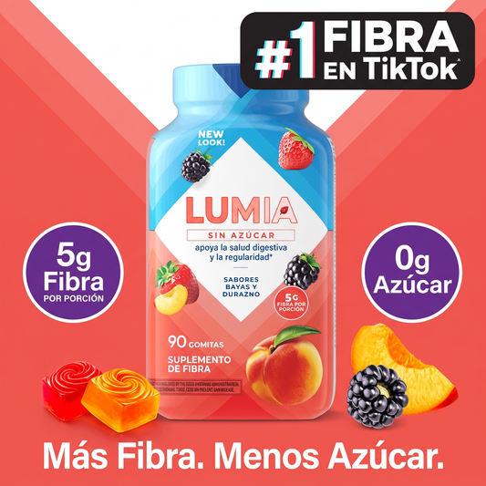Gominolas LUMIA de fibra con sabor a frutos del bosque y melocotón - 5g 90 gominolas