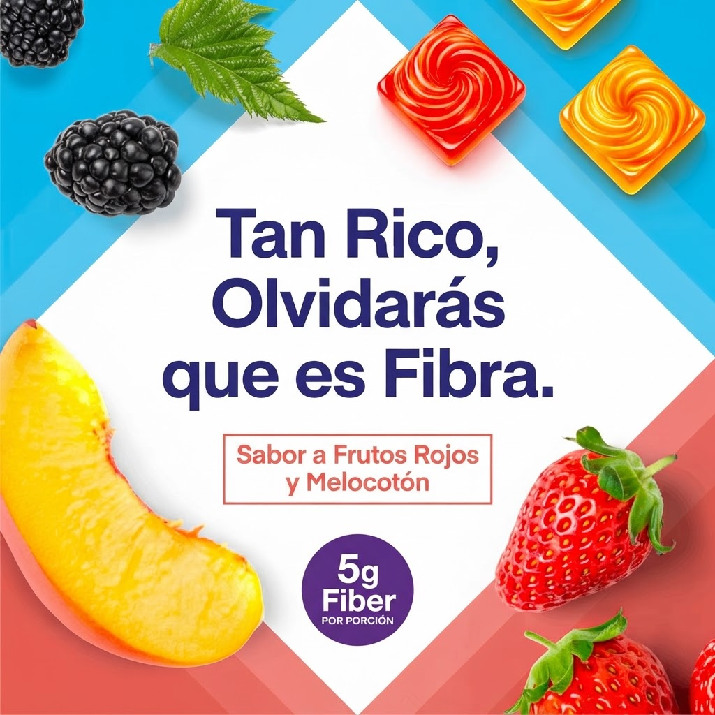 Gominolas LUMIA de fibra con sabor a frutos del bosque y melocotón - 5g 90 gominolas