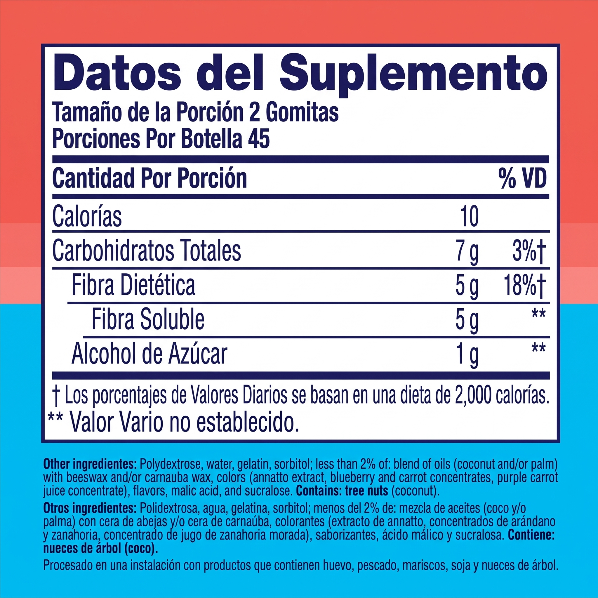 Gominolas LUMIA de fibra con sabor a frutos del bosque y melocotón - 5g 90 gominolas